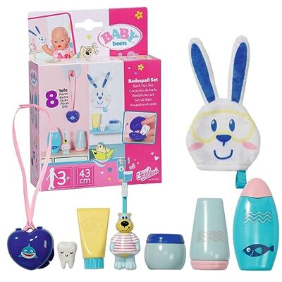 BABY born Bath Ensemble pour s’amuser 834282-8 accessoires pour les poupées qui mesurent jusqu’à 43 cm Avec 1 brosse à dents, 1 gant de toilette, des bouteilles & + ! Dès 3 ans + BABY born Bath Ensemble pour s’amuser 834282-8 accessoires pour les poupées qui mesurent jusqu’à 43 cm Avec 1 brosse à dents, 1 gant de toilette, des bouteilles & + ! Dès 3 ans +