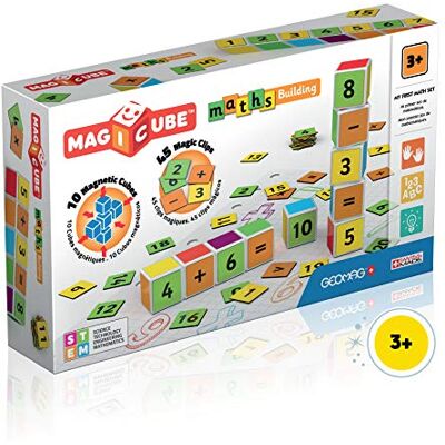 Geomag MagiCube 083 Maths Building Magnetische constructies en educatieve spellen, 16 magnetische kubussen + 45 clips Geomag MagiCube 083 Maths Building Magnetische constructies en educatieve spellen, 16 magnetische kubussen + 45 clips