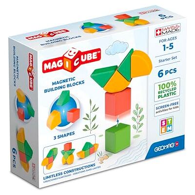 Geomag Magicube 1+ vormen – magnetische blokken voor kinderen – 4 kleuren en vormen – 6 kubussen – 100 procent gerecycled kunststof Geomag Magicube 1+ vormen – magnetische blokken voor kinderen – 4 kleuren en vormen – 6 kubussen – 100 procent gerecycled kunststof