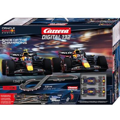 Carrera DIGITAL 132 / Formula 1 Race of The Champions / Red Bull Racing RB20 M. Verstappen vs. S. Pérez / 7,3 m Racetrack/Wireless 2.0 / Up to 6 Drivers/Scale 1:32 Formula 1 Racetrack Set Carrera DIGITAL 132 / Formula 1 Race of The Champions / Red Bull Racing RB20 M. Verstappen vs. S. Pérez / 7,3 m Racetrack/Wireless 2.0 / Up to 6 Drivers/Scale 1:32 Formula 1 Racetrack Set