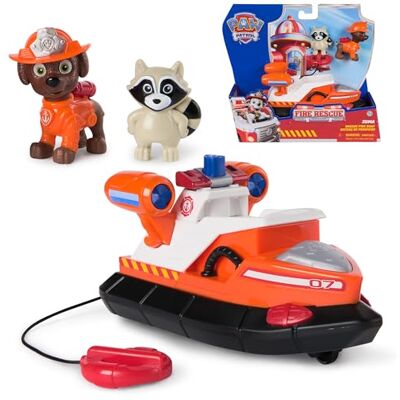 Paw Patrol PAW Fire Rescue Themed Vehicles Zuma Boot 17,7 cm, figuur 5 cm hoog, boei met touw, wasbeervriend, fantasiespel Paw Patrol PAW Fire Rescue Themed Vehicles Zuma Boot 17,7 cm, figuur 5 cm hoog, boei met touw, wasbeervriend, fantasiespel