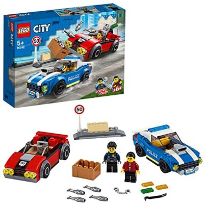 Lego 60242 City achtervolging op de snelweg, 2 speelgoed, politieauto, cadeau voor verjaardag en Kerstmis, kinderen 5 jaar Lego 60242 City achtervolging op de snelweg, 2 speelgoed, politieauto, cadeau voor verjaardag en Kerstmis, kinderen 5 jaar