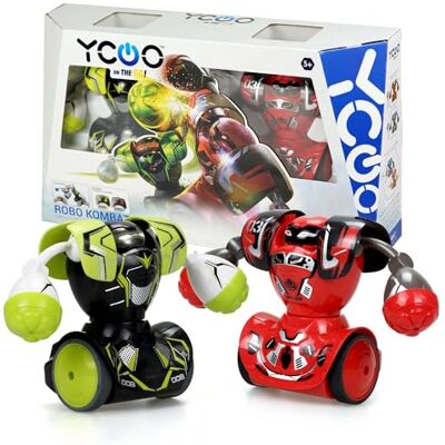 SilverLit YCOO Pak van 2 afstandsbestuurbare Boxer Kombat Robots, 14 cm, Hij gaat vooruit en slaat zijn tegenstander Speelgoed met geluid en lichteffecten Vanaf 5 jaar, blauwe en gele kleur Klassieke verpakking. SilverLit YCOO Pak van 2 afstandsbestuurbare Boxer Kombat Robots, 14 cm, Hij gaat vooruit en slaat zijn tegenstander Speelgoed met geluid en lichteffecten Vanaf 5 jaar, blauwe en gele kleur Klassieke verpakking.