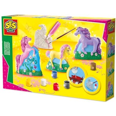 Sa Creative Set voor het gieten en schilderen van paarden, handmatige activiteit, glitter, CO₂-neutraal, voor kinderen, vanaf 5 jaar, meerdere kleuren, gips, verf en pailletten Sa Creative Set voor het gieten en schilderen van paarden, handmatige activiteit, glitter, CO₂-neutraal, voor kinderen, vanaf 5 jaar, meerdere kleuren, gips, verf en pailletten