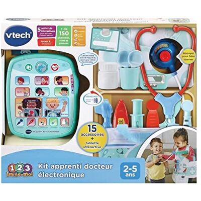 VTech Elektronische doktersset, dokterskoffer met interactieve kindertablet en educatieve spellen, 16-delig en speelaccessoires, cadeau voor kinderen van 2 jaar tot 5 jaar inhoud in het Frans VTech Elektronische doktersset, dokterskoffer met interactieve kindertablet en educatieve spellen, 16-delig en speelaccessoires, cadeau voor kinderen van 2 jaar tot 5 jaar inhoud in het Frans