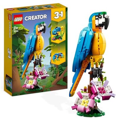 Lego CREATOR Exotische papegaai Bouwspel voor jongens vanaf 7 jaar, jungledieren, kikker en vis, cadeau-idee, 253 delen Lego CREATOR Exotische papegaai Bouwspel voor jongens vanaf 7 jaar, jungledieren, kikker en vis, cadeau-idee, 253 delen