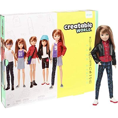 Mattel Creatable World GGG53 pop om te personaliseren met glad rood haar, kleding en accessoires, creatief speelgoed voor kinderen vanaf 6 jaar Mattel Creatable World GGG53 pop om te personaliseren met glad rood haar, kleding en accessoires, creatief speelgoed voor kinderen vanaf 6 jaar