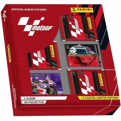 Panini Moto GP 2023 stickers verzameldoos met 1 album + 50 hoezen + 5 kaarten gelimiteerde editie, 004616MCOUFC Panini Moto GP 2023 stickers verzameldoos met 1 album + 50 hoezen + 5 kaarten gelimiteerde editie, 004616MCOUFC