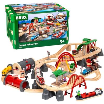 Brio World 33052 Road & Rail Luxe Set Roads & Rails for the Railway Peuterspeelgoed aanbevolen voor kinderen vanaf 3 jaar Brio World 33052 Road & Rail Luxe Set Roads & Rails for the Railway Peuterspeelgoed aanbevolen voor kinderen vanaf 3 jaar