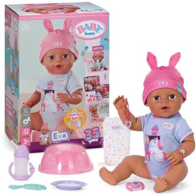 BABY born Eva 43 cm, Click & Play, pop, 10 functies 8 accessoires inbegrepen, werkt zonder batterijen, beweegbare armen en ellebogen, vanaf 3 jaar BABY born Eva 43 cm, Click & Play, pop, 10 functies 8 accessoires inbegrepen, werkt zonder batterijen, beweegbare armen en ellebogen, vanaf 3 jaar