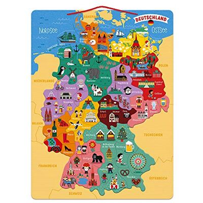Janod , 79 stuks Duitsland houten magneetkaarten J05477 Janod , 79 stuks Duitsland houten magneetkaarten J05477