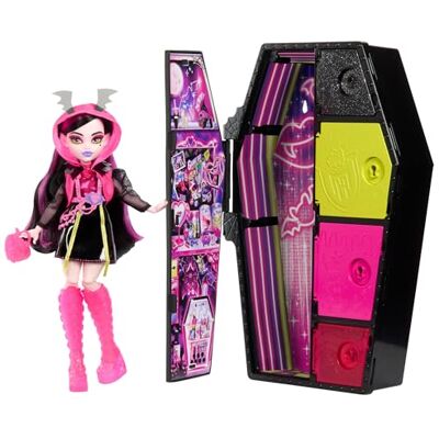 Monster Cable HNF78 Monsterlijke geheimen serie neon met beweegbare pop Draculaura, kluisje, meer dan 19 verrassingen, meer dan 125 looks om te maken, speelgoed voor kinderen, vanaf 3 jaar, HNF78 Monster Cable HNF78 Monsterlijke geheimen serie neon met beweegbare pop Draculaura, kluisje, meer dan 19 verrassingen, meer dan 125 looks om te maken, speelgoed voor kinderen, vanaf 3 jaar, HNF78