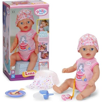 BABY born Lena romper roze, 36 cm pop met 7 functies voor kinderen vanaf 1 jaar, werkt zonder batterijen BABY born Lena romper roze, 36 cm pop met 7 functies voor kinderen vanaf 1 jaar, werkt zonder batterijen