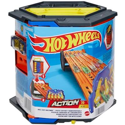 Hot Wheels Action Piste 5-weg transportkoffer, om te verbinden met circuit en tracks, inclusief auto, gesloten verpakking, kinderspeelgoed, HGK41 Hot Wheels Action Piste 5-weg transportkoffer, om te verbinden met circuit en tracks, inclusief auto, gesloten verpakking, kinderspeelgoed, HGK41