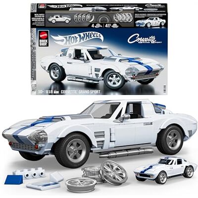 Mattel Hot Wheels Corvette Grand Sport bouwset van Brick Shop, Elite-serie JGR31 Set van 918 gepersonaliseerde metalen stickers voor volwassenen en kinderen in schaal 1:64 Mattel Hot Wheels Corvette Grand Sport bouwset van Brick Shop, Elite-serie JGR31 Set van 918 gepersonaliseerde metalen stickers voor volwassenen en kinderen in schaal 1:64