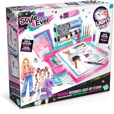 Canal Toys Stijl 4 Ever Fashion Designer Light Up Studio, Design Dream Outfits vanaf nul, LED tekenblok, verpakt met accessoires, echte stoffen Canal Toys Stijl 4 Ever Fashion Designer Light Up Studio, Design Dream Outfits vanaf nul, LED tekenblok, verpakt met accessoires, echte stoffen