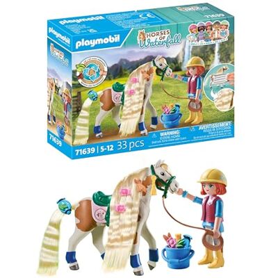Playmobil Horses of Waterfall 71639 Ellie & Paard met crêpeijzer, met haaraccessoires voor creatieve paardenkapsels en twee echte siliconen armbanden, duurzaam speelgoed voor Playmobil Horses of Waterfall 71639 Ellie & Paard met crêpeijzer, met haaraccessoires voor creatieve paardenkapsels en twee echte siliconen armbanden, duurzaam speelgoed voor