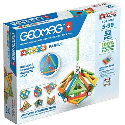 Geomag Supercolor Magnetische bouwstenen voor kinderen, spel en speelgoed in kubusvorm, Green Collection 100% gerecycled kunststof, 52 stuks Geomag Supercolor Magnetische bouwstenen voor kinderen, spel en speelgoed in kubusvorm, Green Collection 100% gerecycled kunststof, 52 stuks