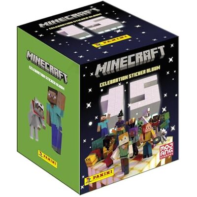 Panini Minecraft 3 stickers 15e verjaardag doos met 36 zakken, 004739BOX36F Panini Minecraft 3 stickers 15e verjaardag doos met 36 zakken, 004739BOX36F