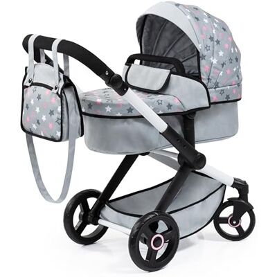 Bayer Design 17007AA Combi Xeo poppenwagen met tas, bordeaux, roze, sterren Bayer Design 17007AA Combi Xeo poppenwagen met tas, bordeaux, roze, sterren