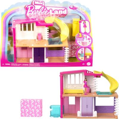 Barbie Mini Land HYF47 Mini verrassingsdroomvilla ca. 4 cm meubels en accessoires lift en zwembad 4 jaar + Barbie Mini Land HYF47 Mini verrassingsdroomvilla ca. 4 cm meubels en accessoires lift en zwembad 4 jaar +