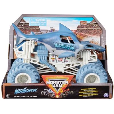 Monster Cable , Officieel Megalodon Monster Truck, gegoten verzamelvoertuig, schaal 1:24, kinderspeelgoed voor jongens en meisjes vanaf 3 jaar Monster Cable , Officieel Megalodon Monster Truck, gegoten verzamelvoertuig, schaal 1:24, kinderspeelgoed voor jongens en meisjes vanaf 3 jaar