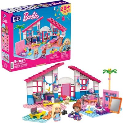 Mega Bloks MEGA Barbie Het huis van Malibu met 2 minifiguren, bouwsteenset, 303-delig, voor kinderen vanaf 5 jaar, GWR34 Mega Bloks MEGA Barbie Het huis van Malibu met 2 minifiguren, bouwsteenset, 303-delig, voor kinderen vanaf 5 jaar, GWR34