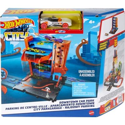 Hot Wheels Garage City Downtown koffer met 1 ruimte voor 4 voertuigen Compatibel met City Circuits en Kits Cadeau vanaf 4 jaar, HDR28 Hot Wheels Garage City Downtown koffer met 1 ruimte voor 4 voertuigen Compatibel met City Circuits en Kits Cadeau vanaf 4 jaar, HDR28