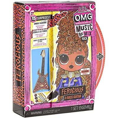 L.O.L. Surprise! OMG Remix Rock Ferocious modepop met 15 verrassingen, waaronder 1 basgitaar, 1 outfit, schoenen, haarborstel, standaard, tekst en platenspeler meisjes vanaf 4 jaar en + 577591C3 L.O.L. Surprise! OMG Remix Rock Ferocious modepop met 15 verrassingen, waaronder 1 basgitaar, 1 outfit, schoenen, haarborstel, standaard, tekst en platenspeler meisjes vanaf 4 jaar en + 577591C3
