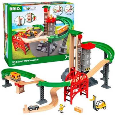 Brio World 33887 Grote magazijnset met lift, accessoires voor houten trein, bouwspeelgoed aanbevolen voor kinderen vanaf 3 jaar Brio World 33887 Grote magazijnset met lift, accessoires voor houten trein, bouwspeelgoed aanbevolen voor kinderen vanaf 3 jaar