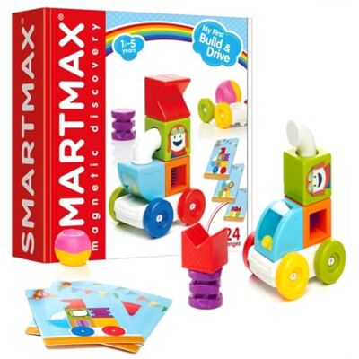 SMARTMAX My First Build & Drive Magnetisch speelgoed voor baby's vanaf 18 maanden, bouwauto voor baby's, 7 magnetische blokken, 24 uitdagingen, educatief spel 18 maanden, fijne motoriek, compatibel SMARTMAX My First Build & Drive Magnetisch speelgoed voor baby's vanaf 18 maanden, bouwauto voor baby's, 7 magnetische blokken, 24 uitdagingen, educatief spel 18 maanden, fijne motoriek, compatibel