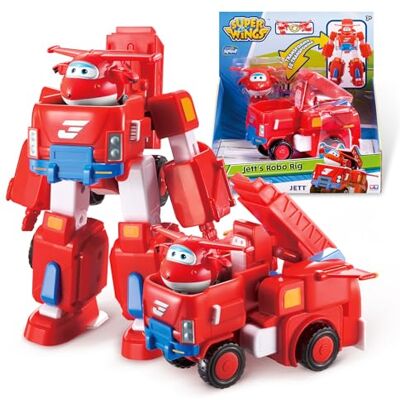 Super Wings Transformations Plane Jett Robo Rig, groot speelfiguur voor kinderen, transformeerbaar speelgoed vliegtuig, voertuig en robotfiguur, speelgoed voor kinderen vanaf 3 jaar 18 cm. Super Wings Transformations Plane Jett Robo Rig, groot speelfiguur voor kinderen, transformeerbaar speelgoed vliegtuig, voertuig en robotfiguur, speelgoed voor kinderen vanaf 3 jaar 18 cm.