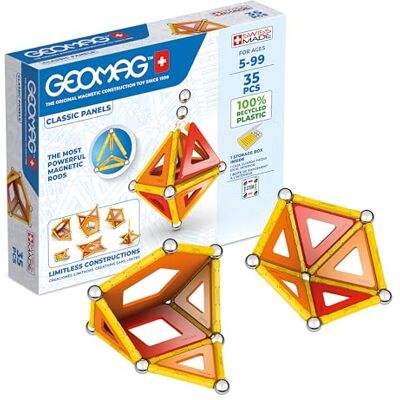 Geomag Magnetische bouwspellen voor kinderen, educatief speelgoed voor jongens en meisjes, 100% gerecycled, collectie Green Panels, 35-delig Geomag Magnetische bouwspellen voor kinderen, educatief speelgoed voor jongens en meisjes, 100% gerecycled, collectie Green Panels, 35-delig