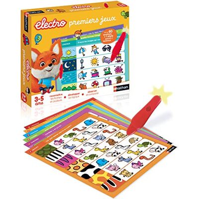 Nathan Elektrische eerste games, detectie van vormen en kleuren, elektronisch educatief spel, 1 geluids- en lichtpen inbegrepen, voor kinderen van 3 tot 5 jaar Nathan Elektrische eerste games, detectie van vormen en kleuren, elektronisch educatief spel, 1 geluids- en lichtpen inbegrepen, voor kinderen van 3 tot 5 jaar
