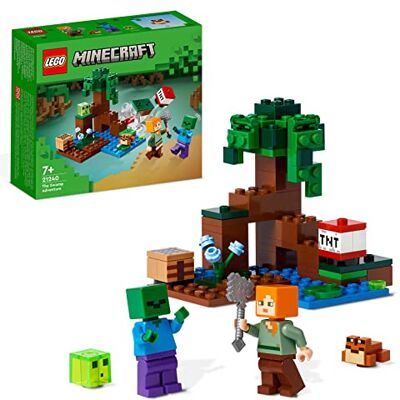 Lego 21240 Minecraft avonturen in het moeras, bouwspeelgoed, met Alex en zombie-figuren in het biome, verjaardagscadeau voor kinderen vanaf 8 jaar Lego 21240 Minecraft avonturen in het moeras, bouwspeelgoed, met Alex en zombie-figuren in het biome, verjaardagscadeau voor kinderen vanaf 8 jaar