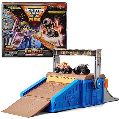 Monster Cable Mini Freestyle Flip Arena Speelset met 2 mini-vrachtwagens Mini El Toro Loco & Max-D speelgoedvrachtwagens, springen en sprongen, opbergkoffer, simulatiespel geschenken Monster Cable Mini Freestyle Flip Arena Speelset met 2 mini-vrachtwagens Mini El Toro Loco & Max-D speelgoedvrachtwagens, springen en sprongen, opbergkoffer, simulatiespel geschenken