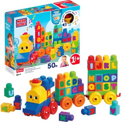 MEGA BLOKS Le Train de L'Alphabet, jeu de blocs de construction, 50 pièces, jouet pour bébé et enfant de 1 à 5 ans, FWK22 MEGA BLOKS Le Train de L'Alphabet, jeu de blocs de construction, 50 pièces, jouet pour bébé et enfant de 1 à 5 ans, FWK22