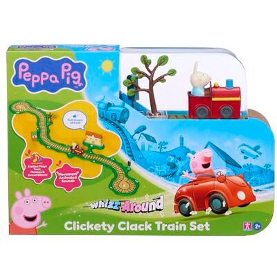 Peppa Pig Whizz Around Klik-clac treinset gemotoriseerde trein met Schorsch & Rebekka, rails, station, accessoires, elektronisch geluidsstation, speelgoed voor kinderen vanaf 2 jaar Peppa Pig Whizz Around Klik-clac treinset gemotoriseerde trein met Schorsch & Rebekka, rails, station, accessoires, elektronisch geluidsstation, speelgoed voor kinderen vanaf 2 jaar