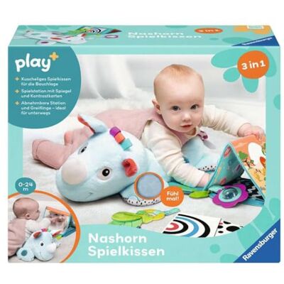 Ravensburger 4866 Play+ Rhino Play-kussen (voor ligpositie), 4-delige set, Tummy Time speelgoed, pluche dier dat ligpositie traint, voor baby's vanaf 0 maanden Ravensburger 4866 Play+ Rhino Play-kussen (voor ligpositie), 4-delige set, Tummy Time speelgoed, pluche dier dat ligpositie traint, voor baby's vanaf 0 maanden