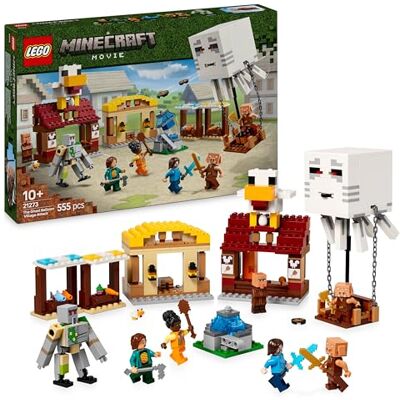 Lego Minecraft De Ghasts bij de aanval op het dorp 21273 Spel voor jongens vanaf 10 jaar, Steve's huis, 4 minifiguren, ijzeren golem-figuur, cadeau voor fan van het videospel Lego Minecraft De Ghasts bij de aanval op het dorp 21273 Spel voor jongens vanaf 10 jaar, Steve's huis, 4 minifiguren, ijzeren golem-figuur, cadeau voor fan van het videospel