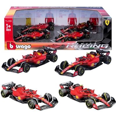 Bburago Cadeaupakket 4 F1 Ferrari SF-23-4 realistische schaalmodellen in schaal 1:43, officiële Ferrari-licentie, aanbevolen leeftijd 3+ jaar Bburago Cadeaupakket 4 F1 Ferrari SF-23-4 realistische schaalmodellen in schaal 1:43, officiële Ferrari-licentie, aanbevolen leeftijd 3+ jaar