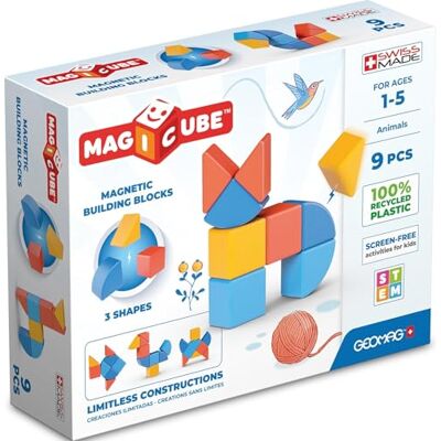 Geomag 201BLME Magicube 1+ vormen magnetische blokken voor kinderen, rood, oranje en blauw, 9 stuks Geomag 201BLME Magicube 1+ vormen magnetische blokken voor kinderen, rood, oranje en blauw, 9 stuks