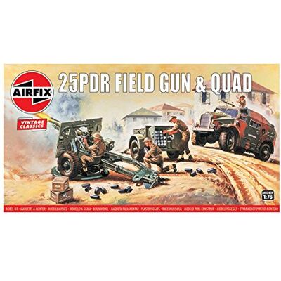 Airfix 1/76 25pdr veldbescherming met Morris COM. C8 Fat model, A01305V, grijs Airfix 1/76 25pdr veldbescherming met Morris COM. C8 Fat model, A01305V, grijs