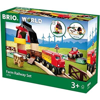 Brio World 33719 spoorwegboerderijset houten trein met boerderij, dieren en houten rails speelgoed voor peuters vanaf 3 jaar Brio World 33719 spoorwegboerderijset houten trein met boerderij, dieren en houten rails speelgoed voor peuters vanaf 3 jaar