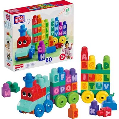 Mega Bloks De Letter Trein DXH35 Speelgoed voor baby's en kinderen van 1 tot 5 jaar, 60 delen Mega Bloks De Letter Trein DXH35 Speelgoed voor baby's en kinderen van 1 tot 5 jaar, 60 delen