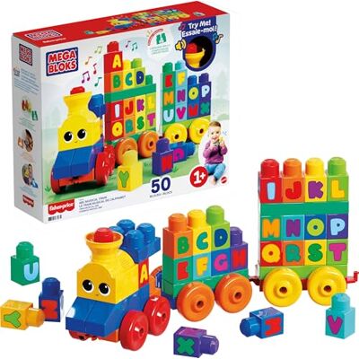 Mega Bloks Le Train de L'Alphabet, jeu de blocs de construction, 50 pièces, jouet pour bébé et enfant de 1 à 5 ans, FWK22 Mega Bloks Le Train de L'Alphabet, jeu de blocs de construction, 50 pièces, jouet pour bébé et enfant de 1 à 5 ans, FWK22
