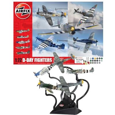 Airfix vliegtuigmodelbouwsets A50192 D-Day Fighters miniatuurvliegtuigset, plastic modelvliegtuigsets op schaal 1/72 voor volwassenen om te bouwen vliegtuiggeschenken voor mannen Airfix vliegtuigmodelbouwsets A50192 D-Day Fighters miniatuurvliegtuigset, plastic modelvliegtuigsets op schaal 1/72 voor volwassenen om te bouwen vliegtuiggeschenken voor mannen