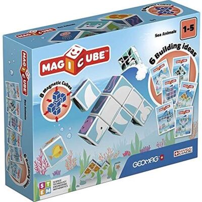 Geomag Magicube 146 zeedieren, bouwspel met 8 magnetische kubussen, educatief speelgoed voor kinderen vanaf 3 jaar Geomag Magicube 146 zeedieren, bouwspel met 8 magnetische kubussen, educatief speelgoed voor kinderen vanaf 3 jaar