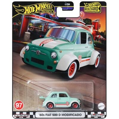 Hot Wheels Model auto Fiat 500 D Modificado 1960 De Cast Scala 1:64 lengte 6 cm HRT65 Boulevard serie Hot Wheels Model auto Fiat 500 D Modificado 1960 De Cast Scala 1:64 lengte 6 cm HRT65 Boulevard serie