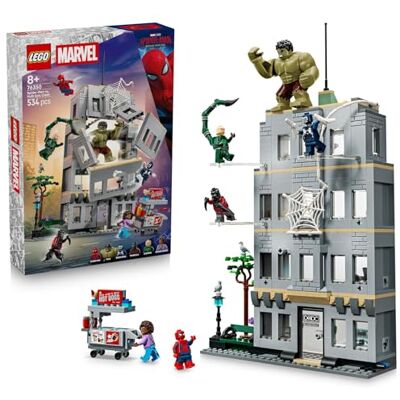 Lego Marvel De legendarische confrontatie tussen Spider-Man en Hulk – interactief superheldenspeelgoed – gebouw met 4 verdiepingen, figuur en 5 minifiguren, waaronder Schorpioen, cadeau voor jongens Lego Marvel De legendarische confrontatie tussen Spider-Man en Hulk – interactief superheldenspeelgoed – gebouw met 4 verdiepingen, figuur en 5 minifiguren, waaronder Schorpioen, cadeau voor jongens